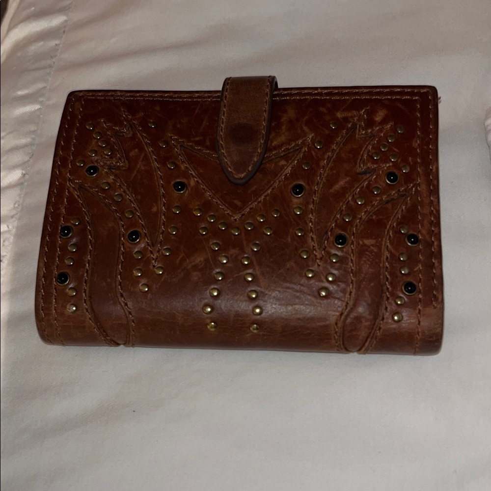 Frye Shelby studded genuine leather wallet